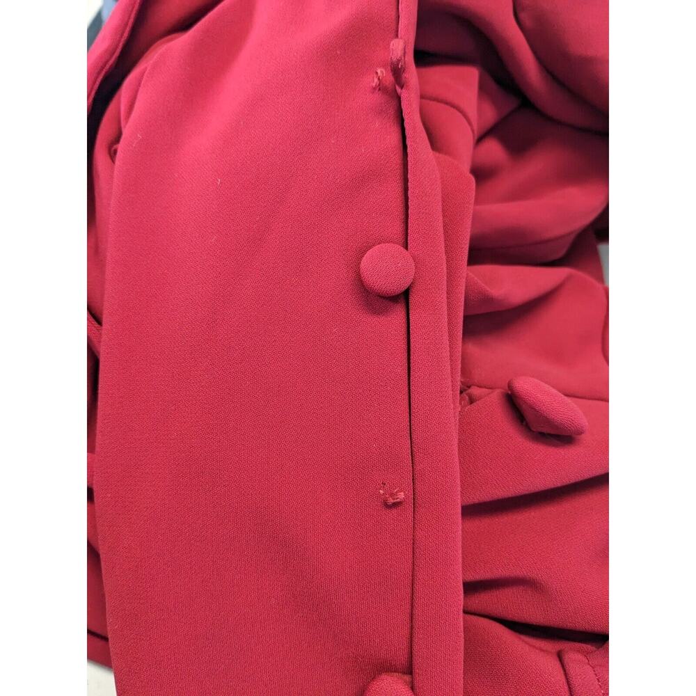 Badgley Mischka Size 4 Faux Wrap Blazer Sheath Dress Red V Neck Long Sleeves - Picture 6 of 16